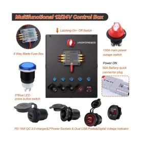 Aos3613 Amomd Amomdpower 12-24 V Aluminum Alloy Control Hub Camping Electrical System Centr #3