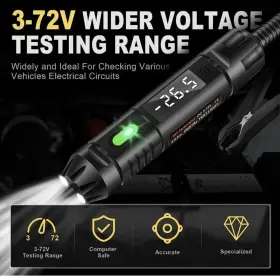 Etl02a Branded Heavy Duty 3-72v Digital Led Automotive Test Light With Buzzer And Clamp #2