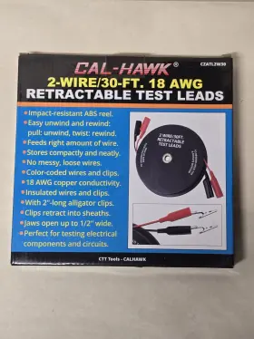 Czatl2w30 Cal Hawk 2 Wire 30 Ft Retractable Test Leads 18 Gauge Electrical Testing