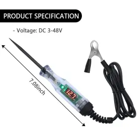 Bi-2303 Carleef Car Voltage Tester Pen With Alligator Clip Dc 3-48v Test Light Digital Le #2
