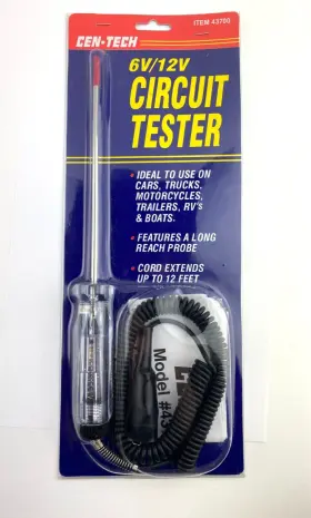 43700 Cen-tech Circuit Tester 6v 12v Item - New