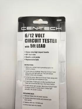 63603 Centech New-cen-tech 6/12 Volt Circuit Tester With 5ft Long Thick Lead Sturdy Connector #2