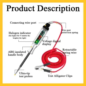 Qp7048 Haobo Automotive Test Light 3-24v Heavy Duty Digital Led Circuit Tester With Voltm #3