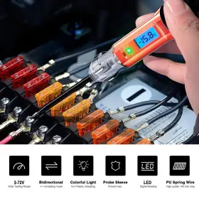 Jtcvt02b Jastind Heavy Duty 3-72v Backlit Digital Lcd Circuit Tester Automotive Test Light Wi #2