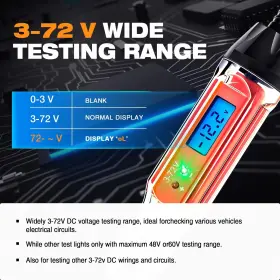 Jtcvt02b Jastind Heavy Duty 3-72v Backlit Digital Lcd Circuit Tester Automotive Test Light Wi #3