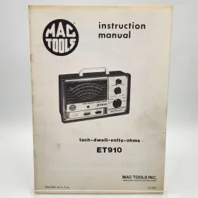 2-1570 Mac Tools Et910 Tach Dwell Volts Ohms Instruction Manual