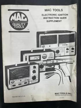 2-1705 Mac Tools Electronic Ignition Instruction Guide Supplement 30 Pages