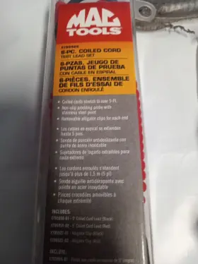 Et95922 Mac Tools 6 Pc Coiled Cord Test Lead Set Plus 5 Bonus Leads Part#et95922 #3