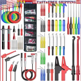 P1957 Peakelect 57pcs Back Probe Set Multimeter Test Lead Kit With Replaceable Banana Plug