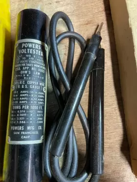 E-112 Powers Vintage Voltester Tester Light Tool And Original Box San Francisco Usa #2