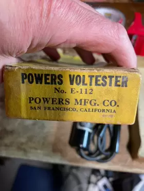E-112 Powers Vintage Voltester Tester Light Tool And Original Box San Francisco Usa #3