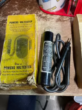 E-112 Powers Vintage Voltester Tester Light Tool And Original Box San Francisco Usa