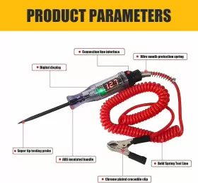Qo63 Qodolsi Pack-1 Automotive Test Light Digital Led Circuit Tester Dc 3v/6v/12v/24v Red #2