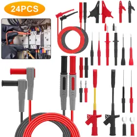 Redtagtown 601549134890 24 In 1 Electrical Test Leads Alligator Clip Probes Kit For Multimeter Voltmeter