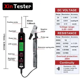 0.8-100v Xin Tester Xt86a Automotive Test Light Dc Car Circuit Vehicle Voltage Resista #2
