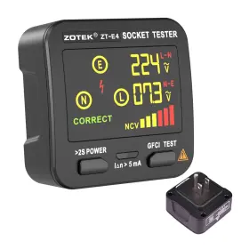 Zt-e4 Zotek Socket Tester Plug For Electrical Outlets Leakage Black