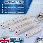 3/4/5/6 Gang Way Uk Mains Plug Power Extension Lead Cable Electricity Cord. Fixed Price $13.13.